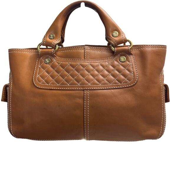 CELINE Boogie Bag Quilted Leather Satchel Caramel Gold Hardware CE00/15 Italy - Picture 5 of 16